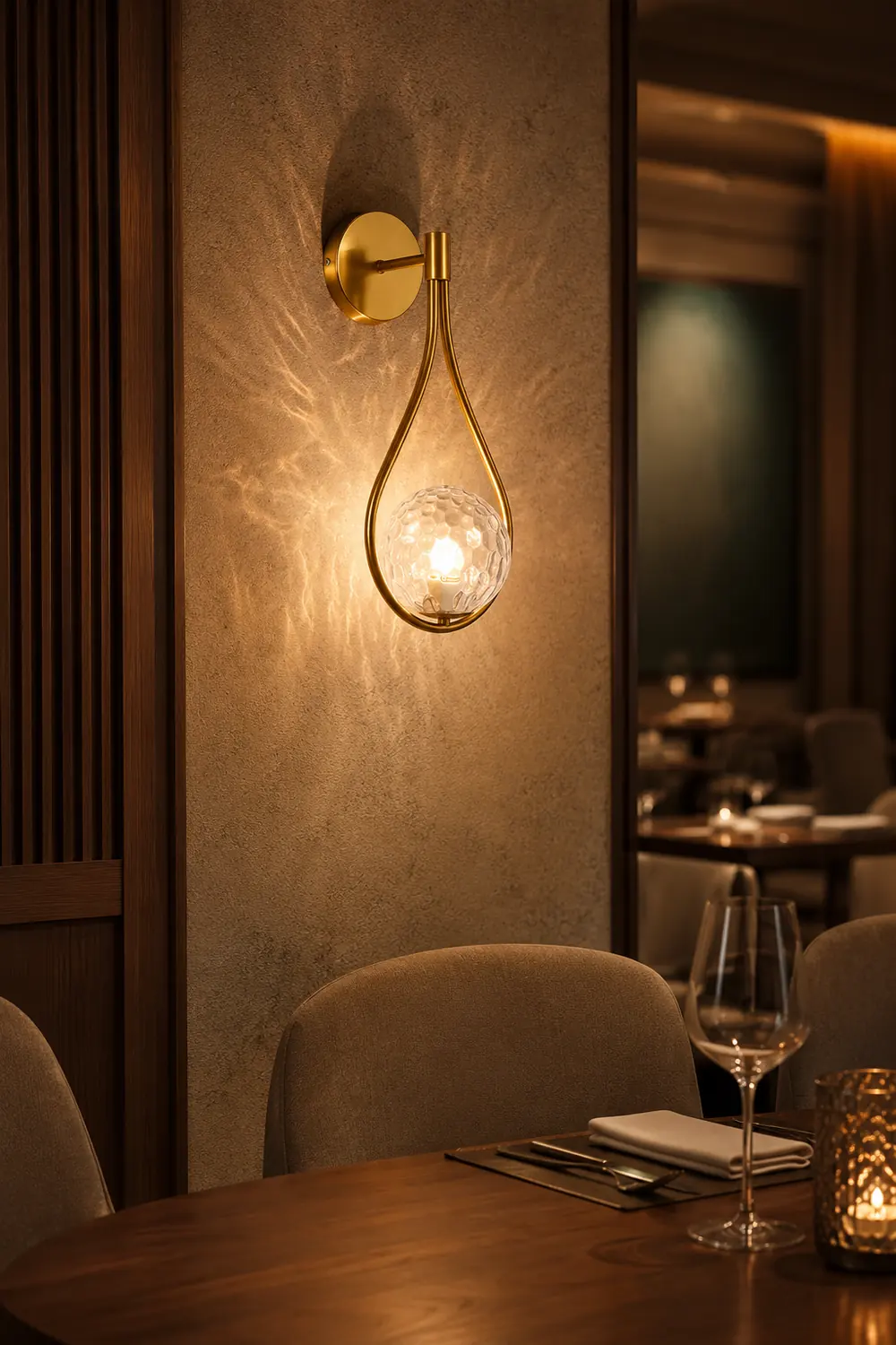 Valentina Nordic Creative Minimalist Water Drop Glass Gold Wall Lamp - Lumpaz