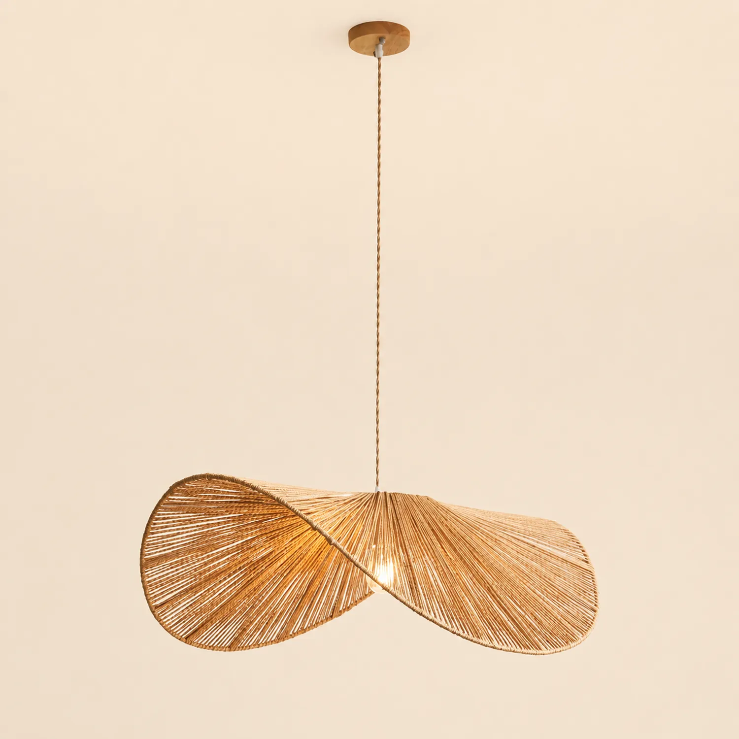 Muto Rustic Twine Pendant Light, Beige/Brown - Lumpaz