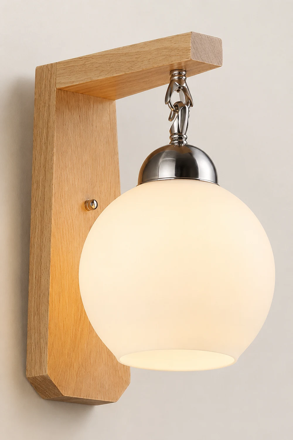 Ozawa Nordic Globe Glass/Wood Vanity Wall Light, Living Room - Lumpaz