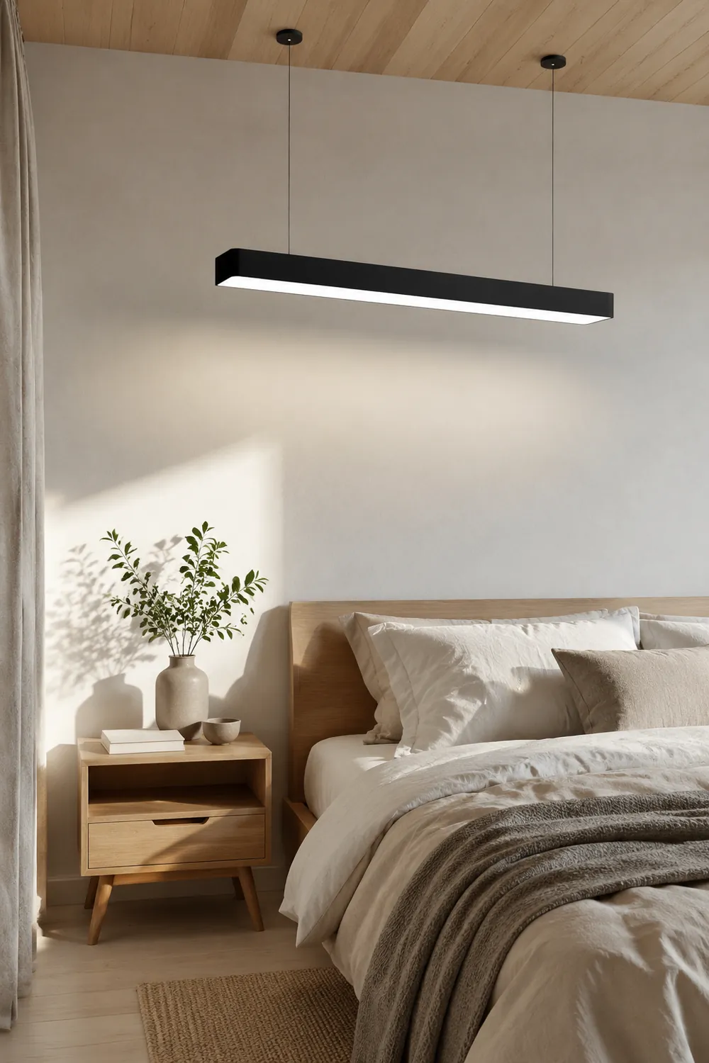 Edge Minimalist Rectangular LED Black Pendant Light Acrylic Office - Lumpaz