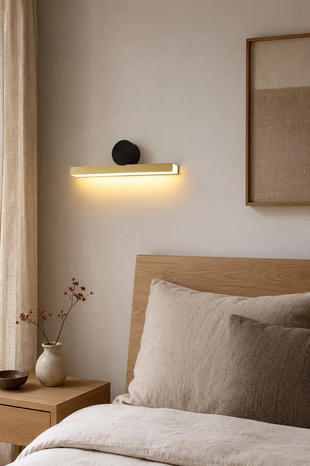 Edge Modern Geometric Metal Wall Lamp, Black & Gold, Bedroom - Lumpaz