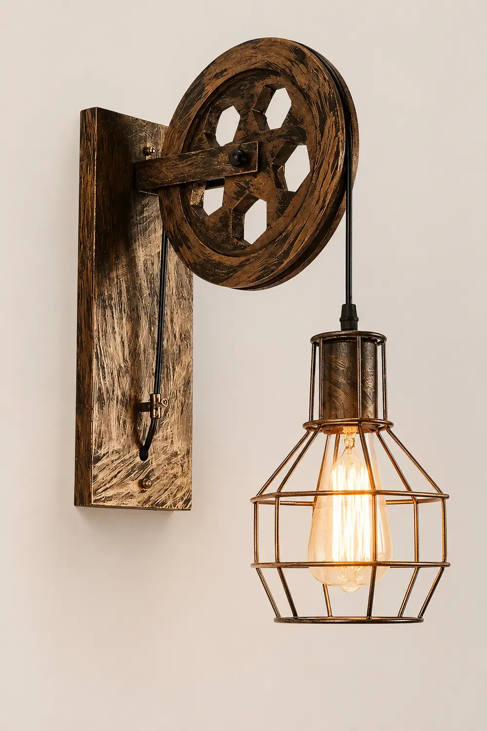 Alessio Wall Lamp Retro, Metal, Rust/Bronze/Black, Bedroom - Lumpaz