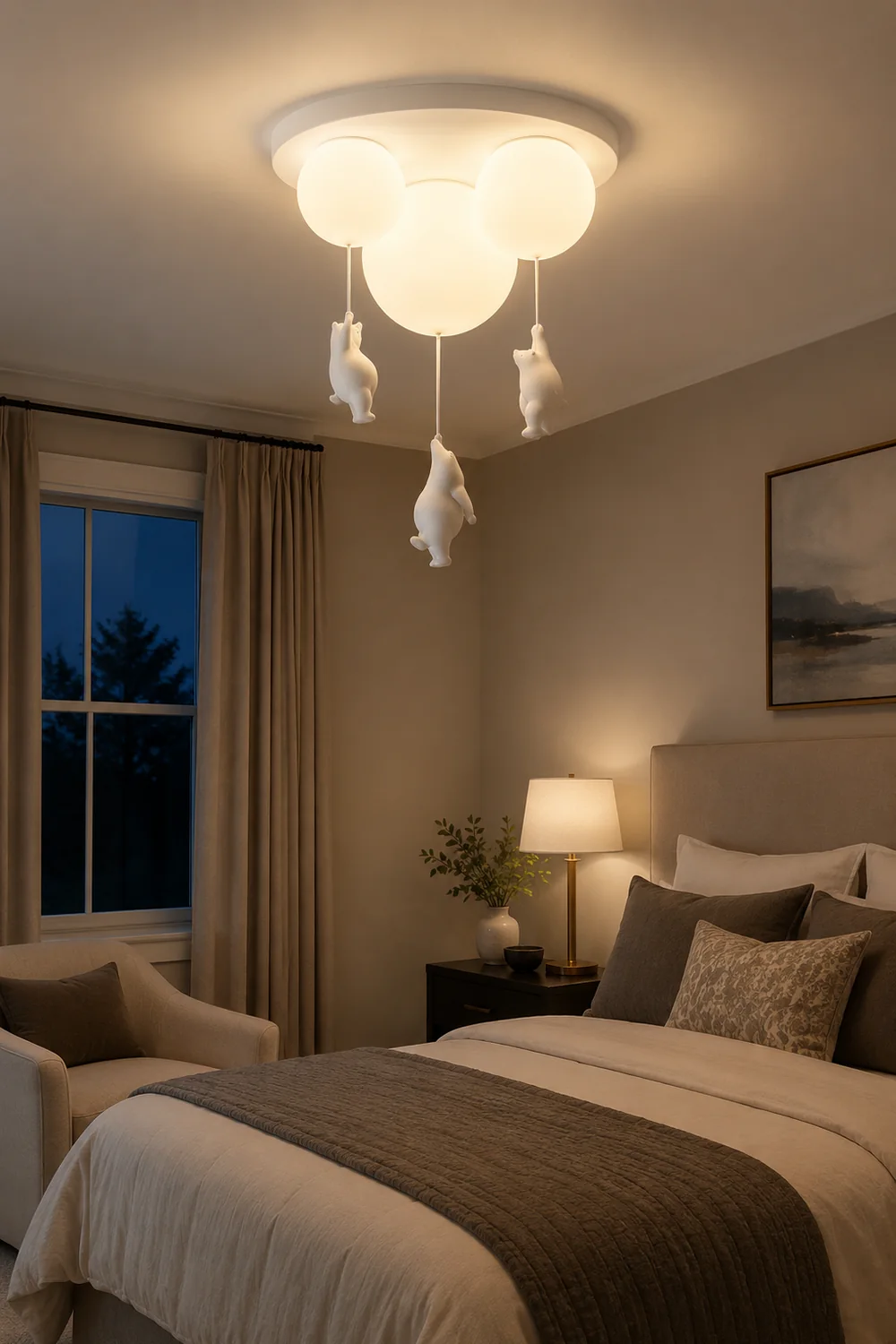 Fateh Bear Balloon LED Flush Mount Ceiling Light 3 Style White - Lumpaz