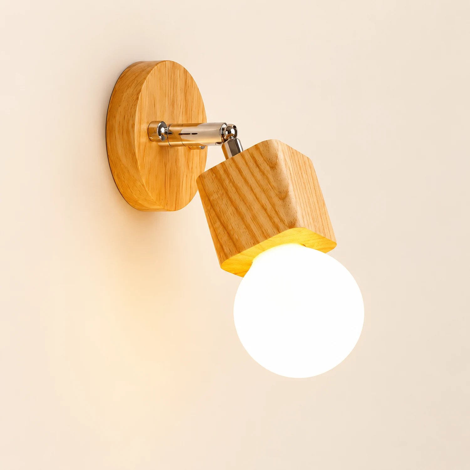 Ozawa Modern Square Globe Metal/Wood Wall Lamp, Vanity Light - Lumpaz