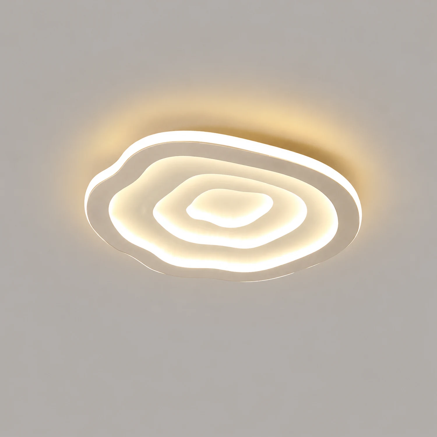 Quinn Ripple Designer Simple Flush Mount Ceiling Light, White - Lumpaz