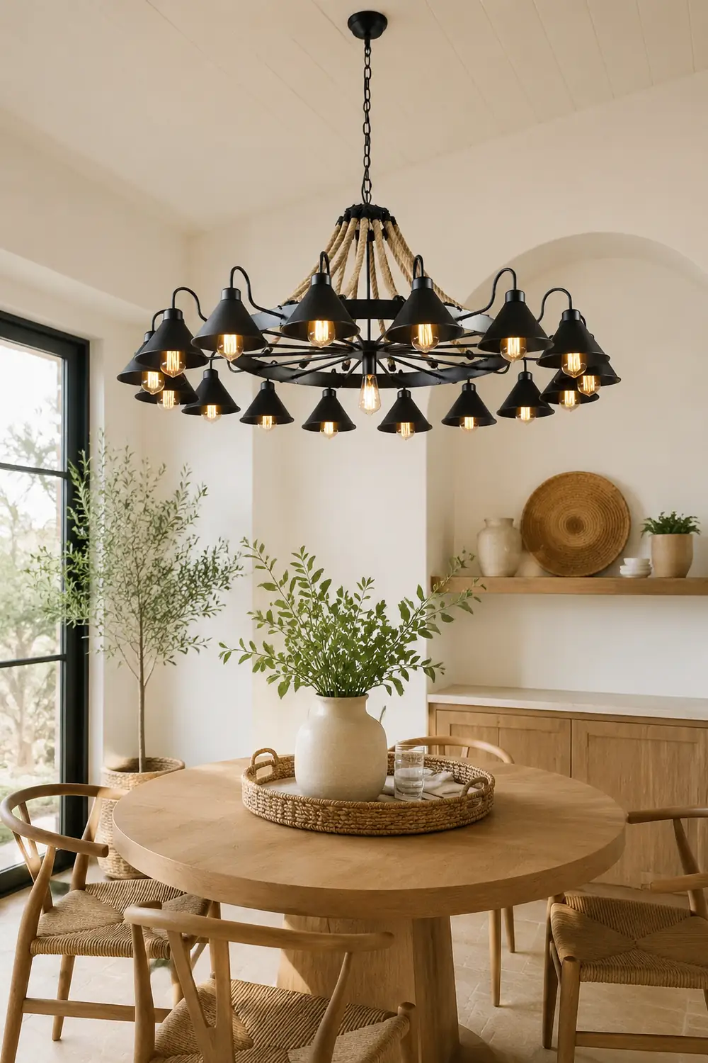 Alessio Vintage Industrial Rope Chandelier Metal Living Room - Lumpaz