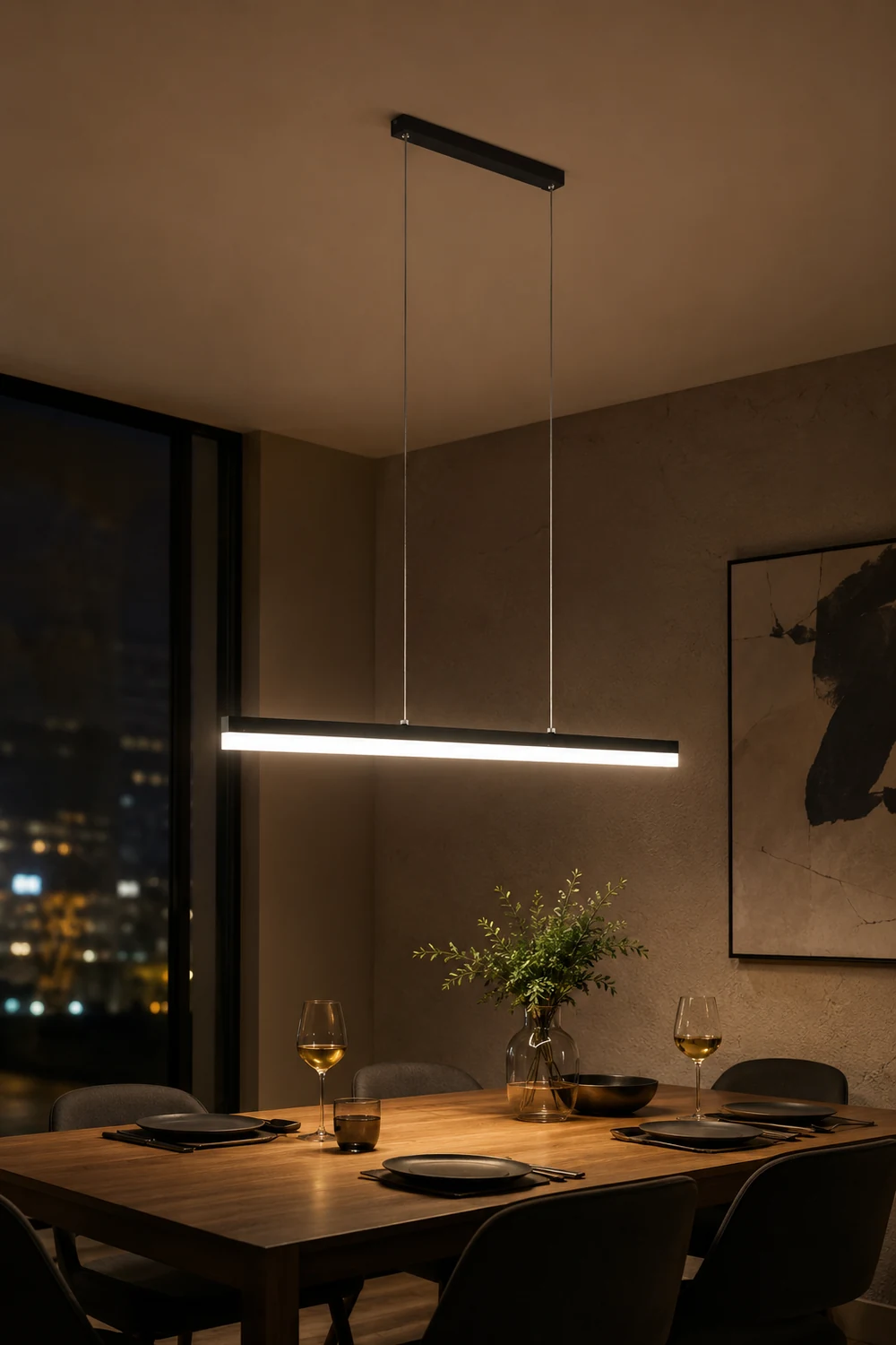 Edge Modern Linear Metal/Acrylic Pendant Light, White/Black - Lumpaz