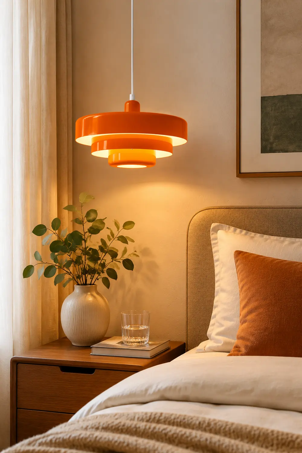 Morandi Modern LED Pendant Light OrangeMetal Living Room/Kitchen - Lumpaz
