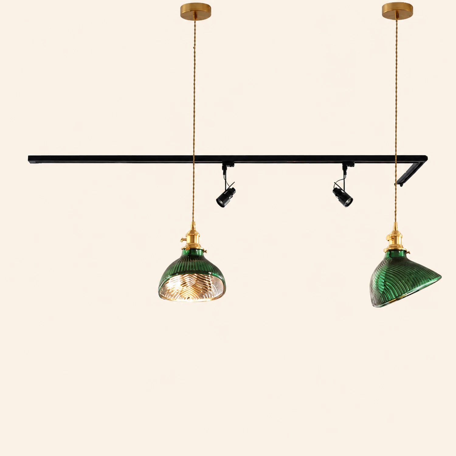 Hailie Retro LED Pendant Light Green Metal/Glass Dining Room - Lumpaz