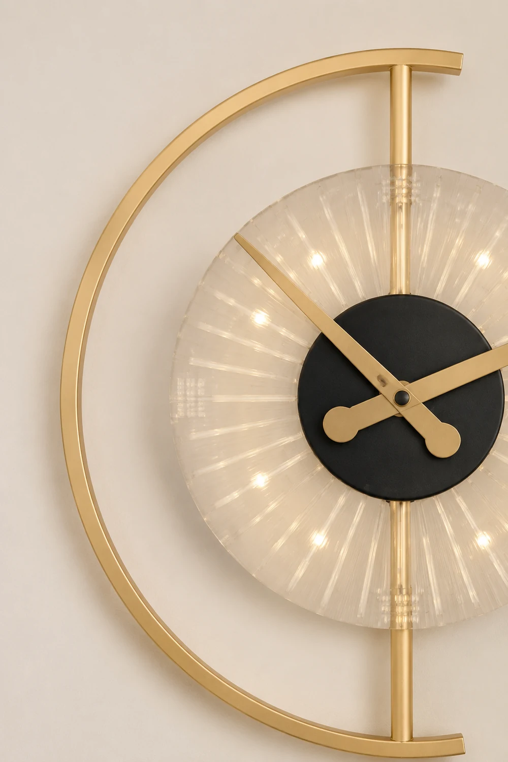 Nielsen Modern Clock Metal/Acrylic LED Wall Lamp, Black/Gold - Lumpaz