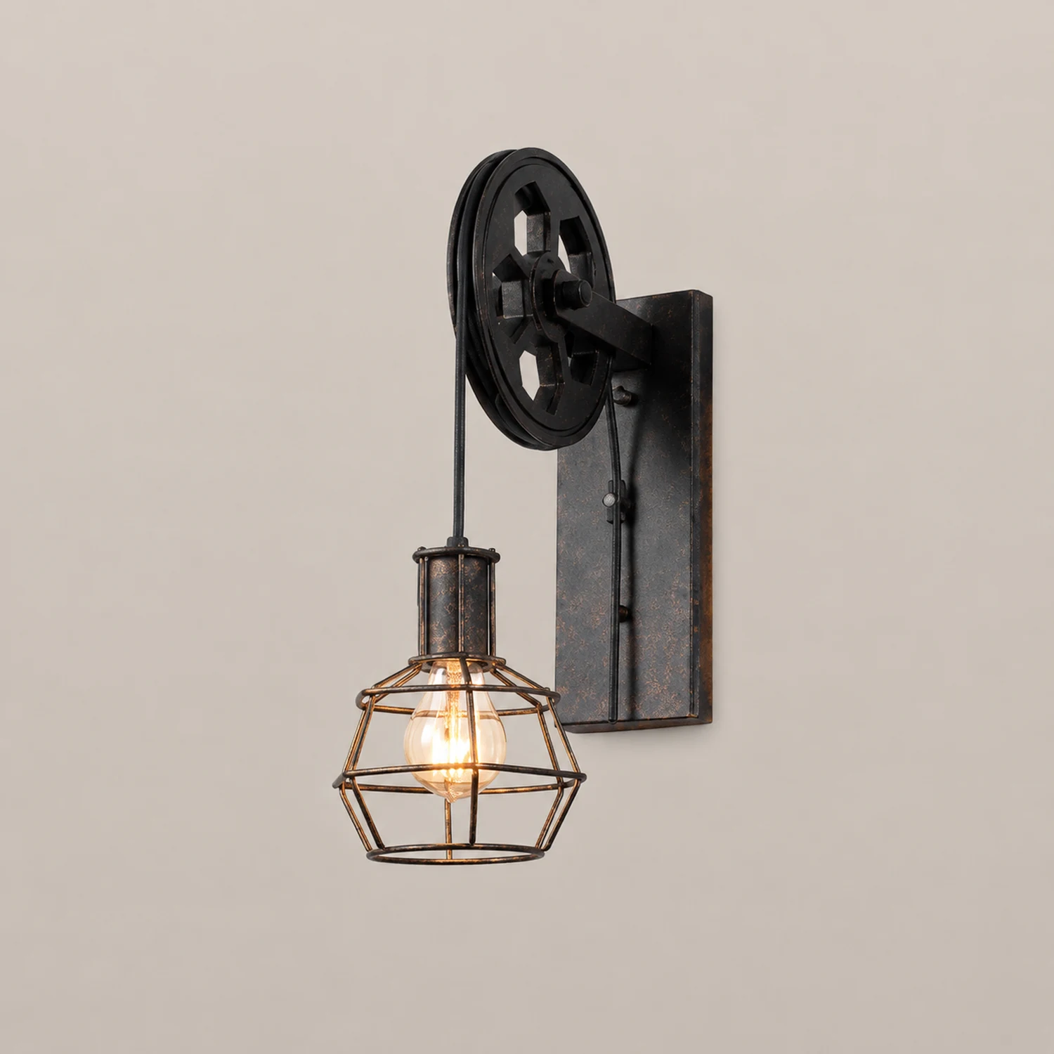 Alessio Wall Lamp Retro, Metal, Rust/Bronze/Black, Bedroom - Lumpaz