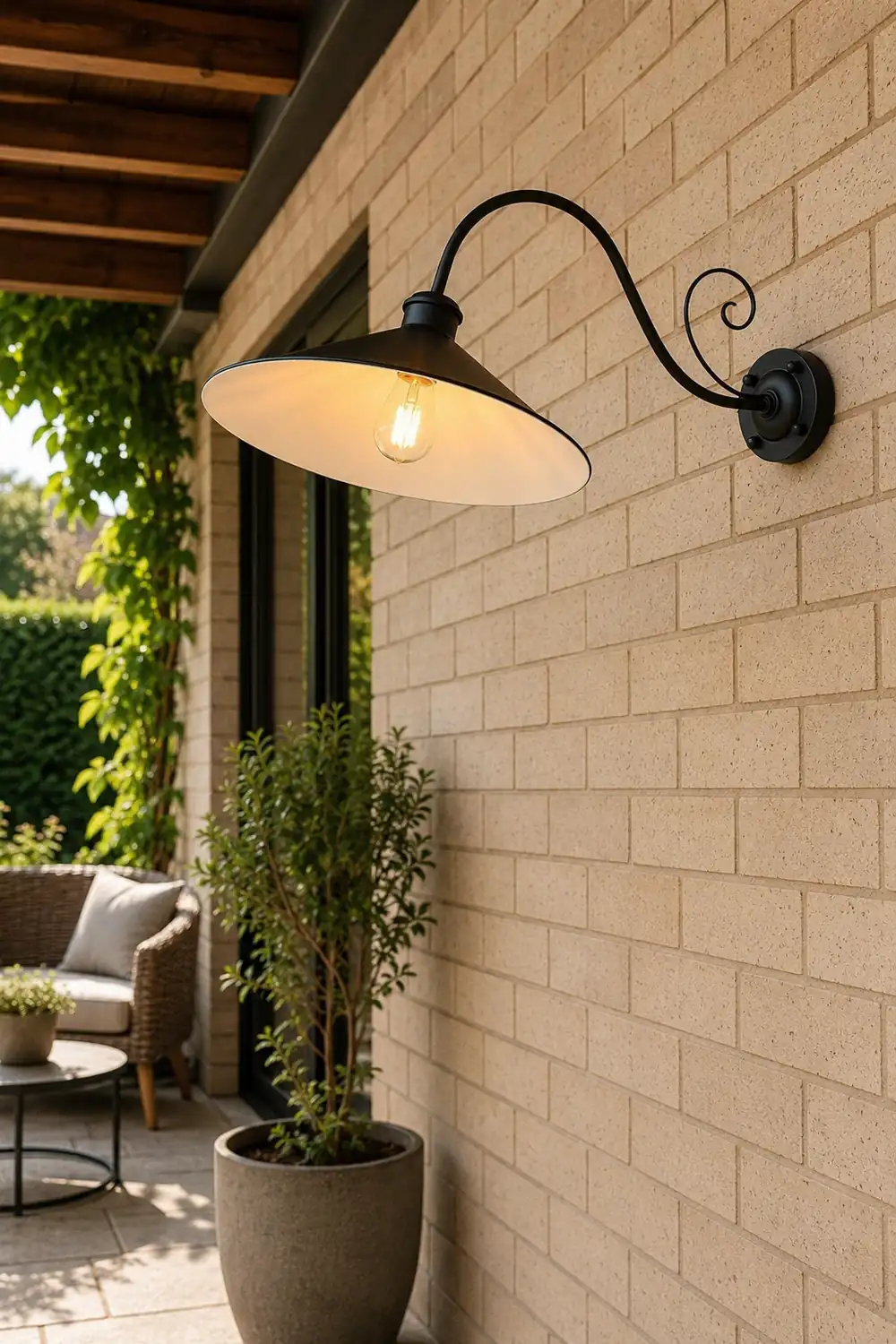 Alessio Vintage Cap-shaped Metal Outdoor Wall Lamp, Black/Antique Silver - Lumpaz