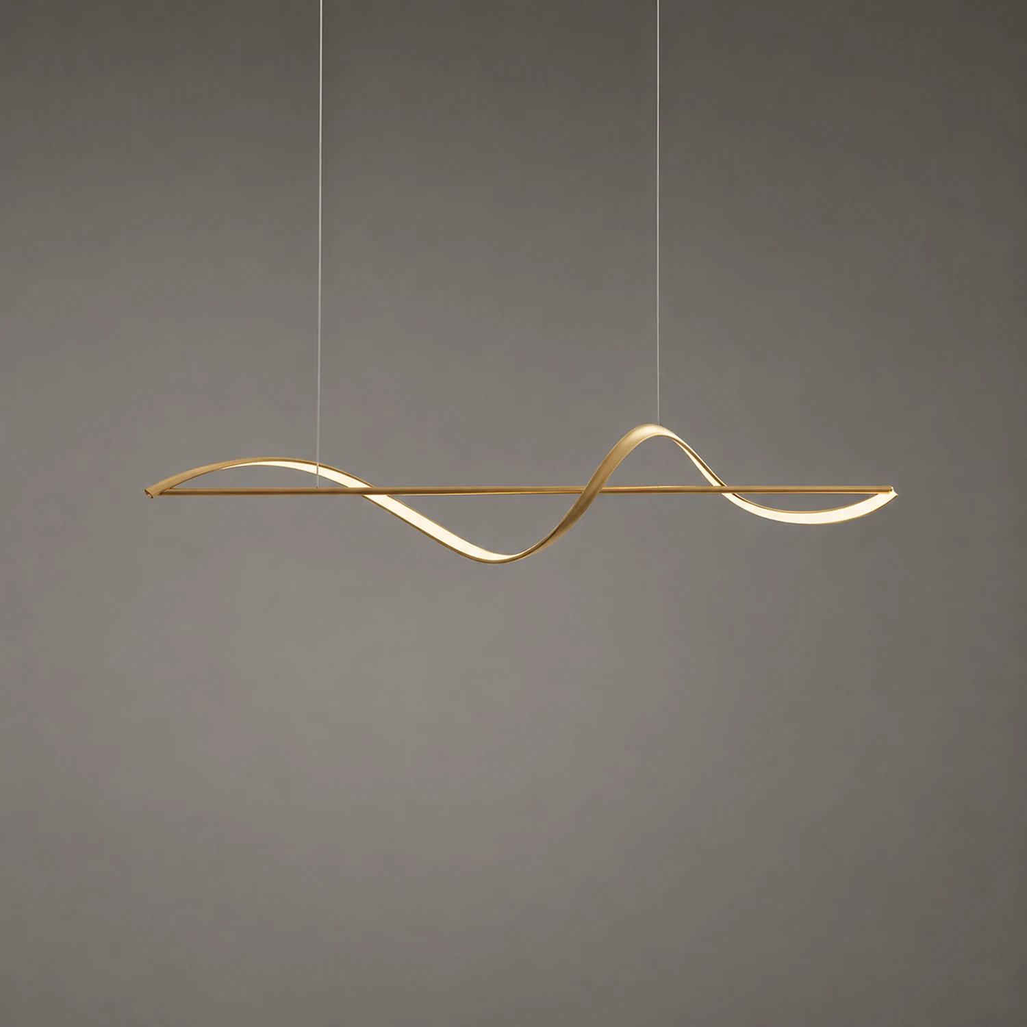 Pendant Light Wave Minimalist Designer Metal Brass/Black Art Gallery - Lumpaz