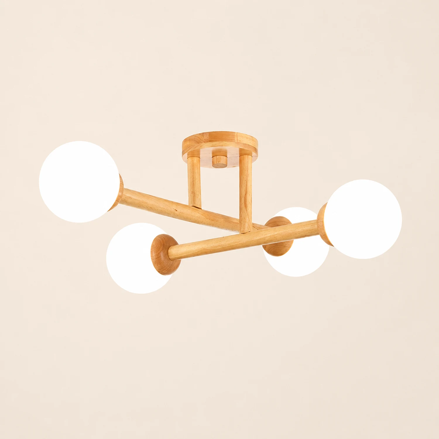 Ozawa Modern Globe Wood/Glass Flush Mount Ceiling Light - Lumpaz