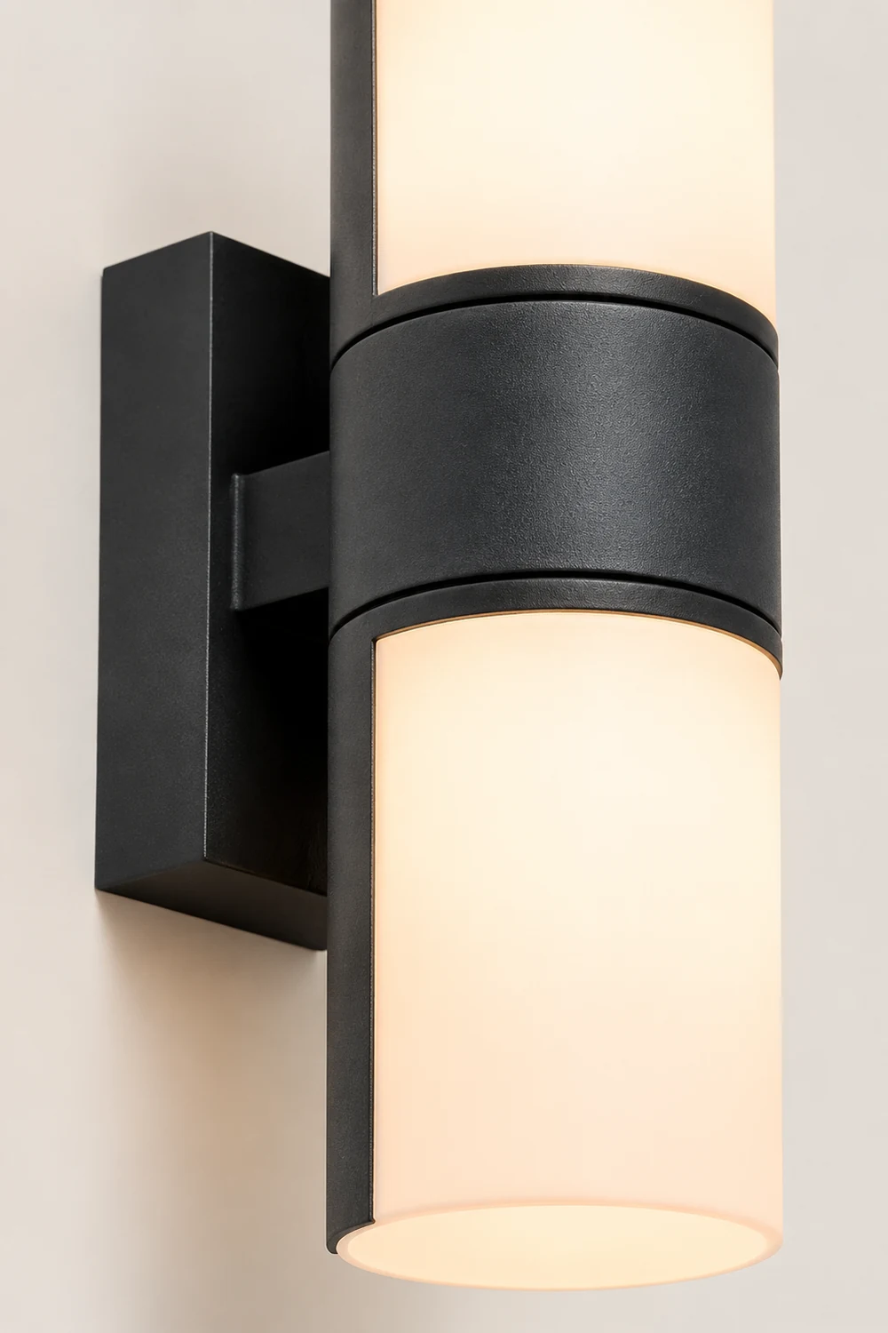 Orr Modern Cylindrical Metal/Acrylic Rotatable Outdoor Waterproof Wall Lamp, Black/White - Lumpaz