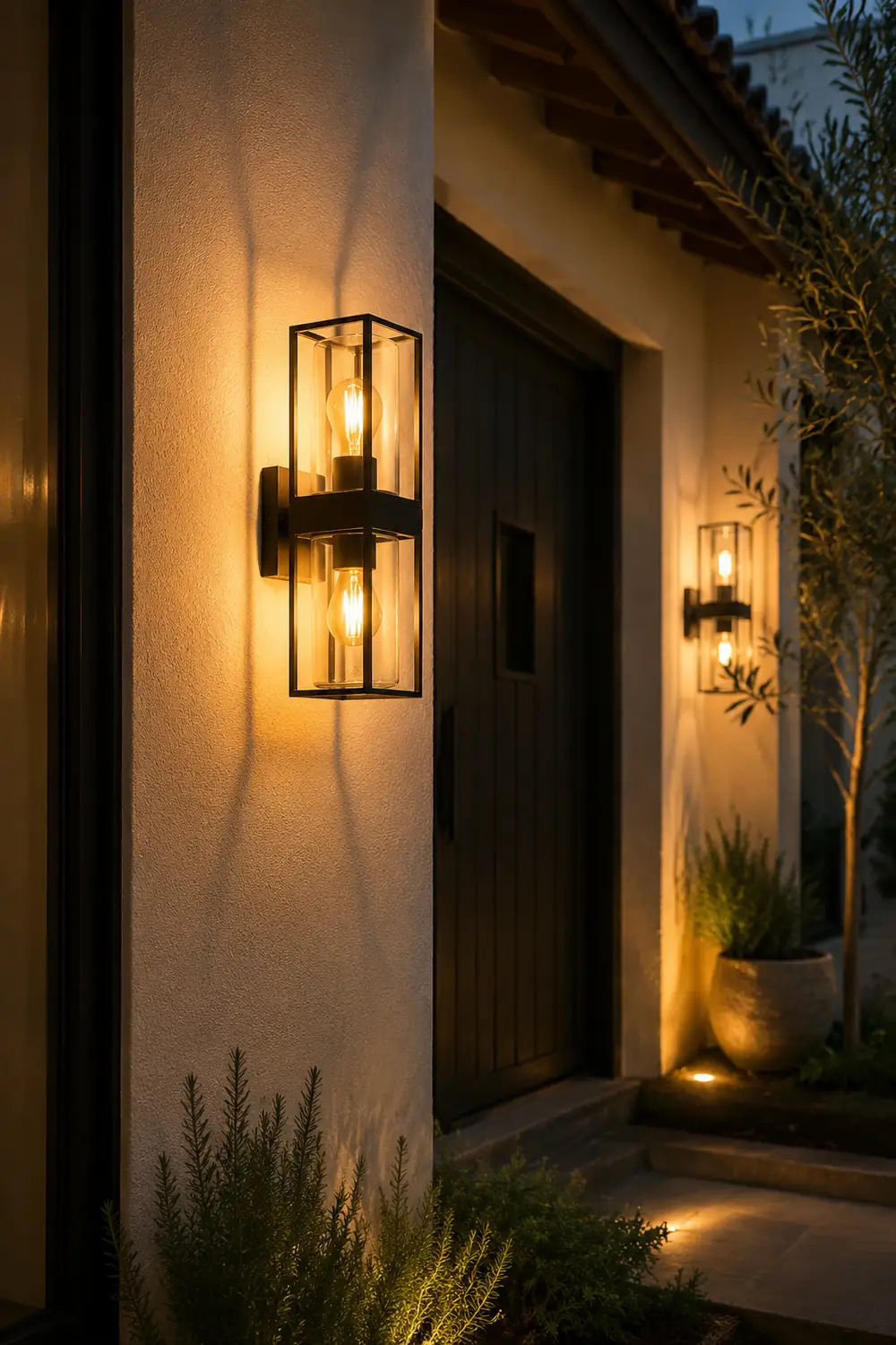 Alessio Modern Rectangular Metal Outdoor Wall Lamp, Black - Lumpaz