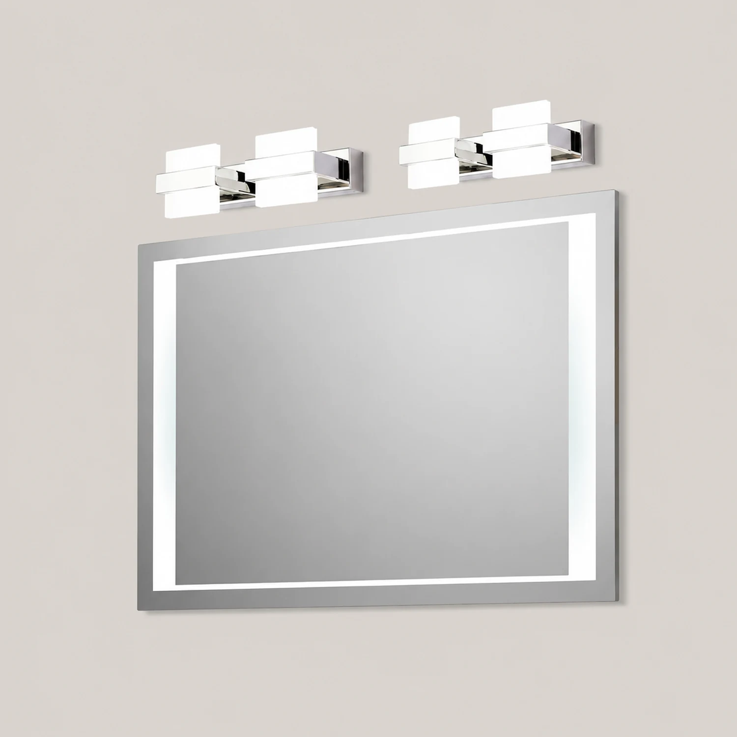 Leigh Modern Square Metal/Acrylic Wall Lamp, Silver, Bathroom - Lumpaz