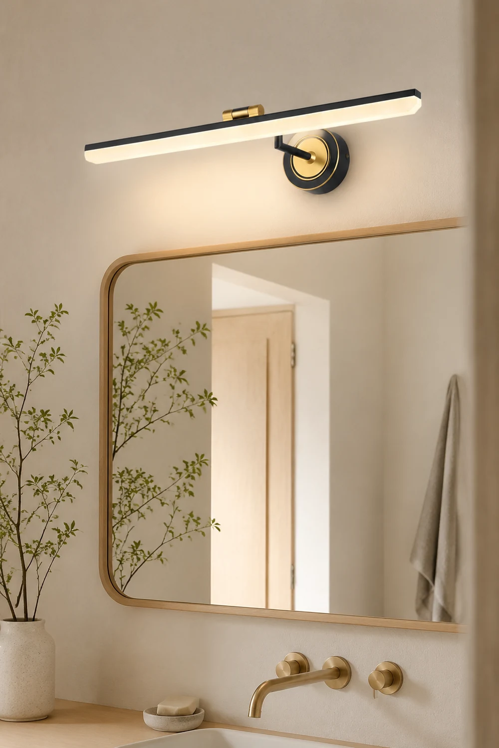 Leigh Vintage Linear Metal/Acrylic Wall Lamp, Black/Gold - Lumpaz