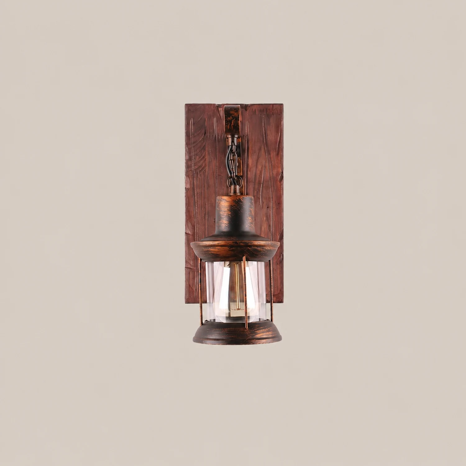 Alessio Vintage Lantern Metal Wall Lamp, Black/Bronze - Lumpaz