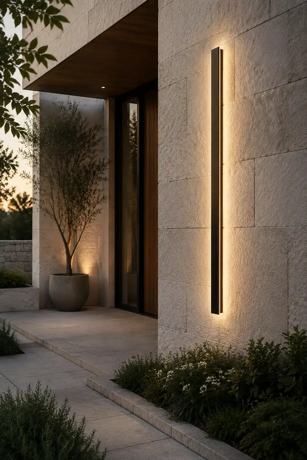 Edge Ripple Minimalist Linear Metal Outdoor Wall Lamp Black Balcony/Terrace - Lumpaz