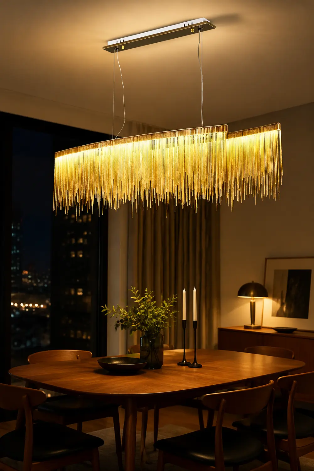 Marilyn Luxury Tassel Metal/Acrylic Pendant Light, Gold/Chrome - Lumpaz