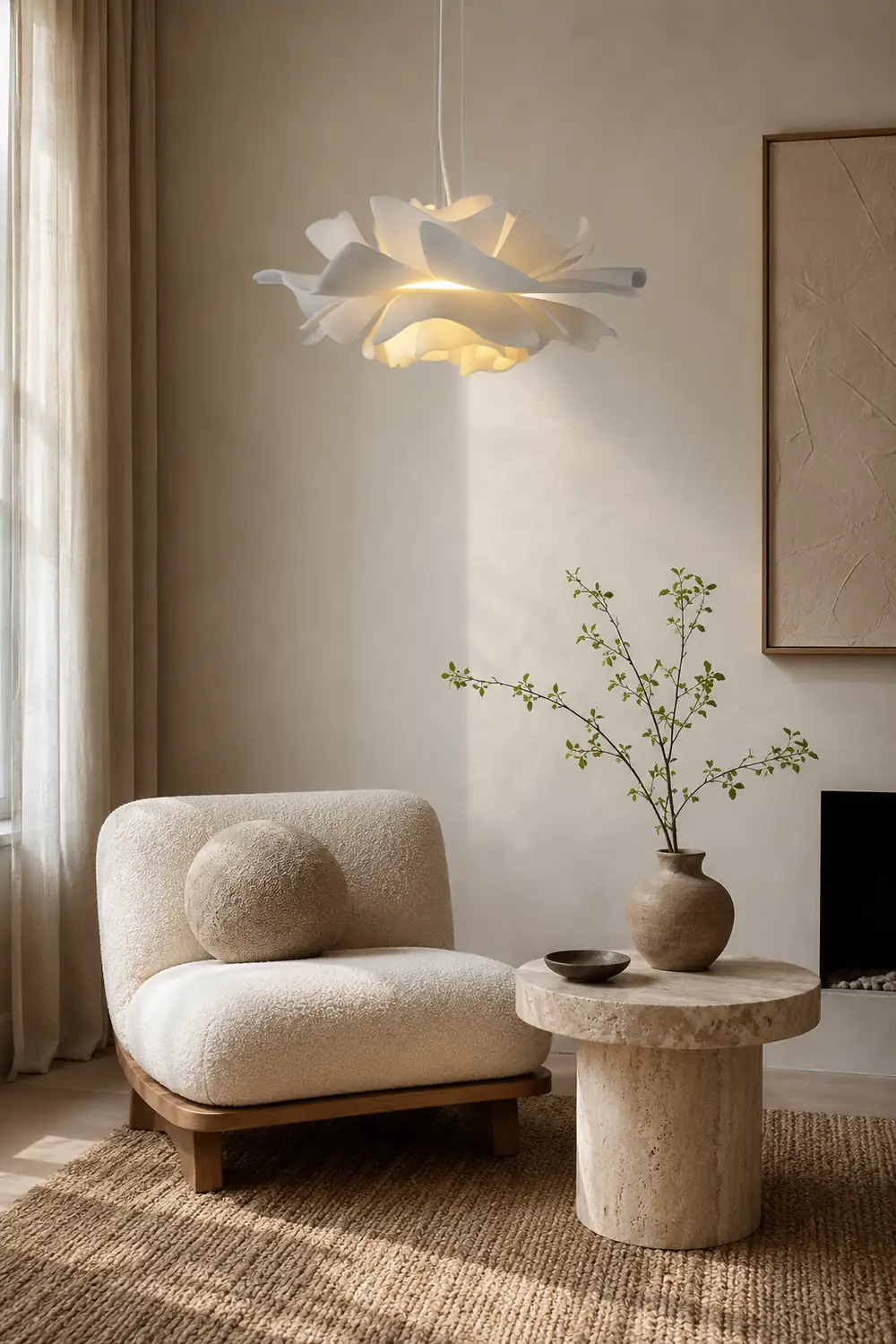 Bella Elegant Flower Pendant Light White Metal/Acrylic Living Room - Lumpaz