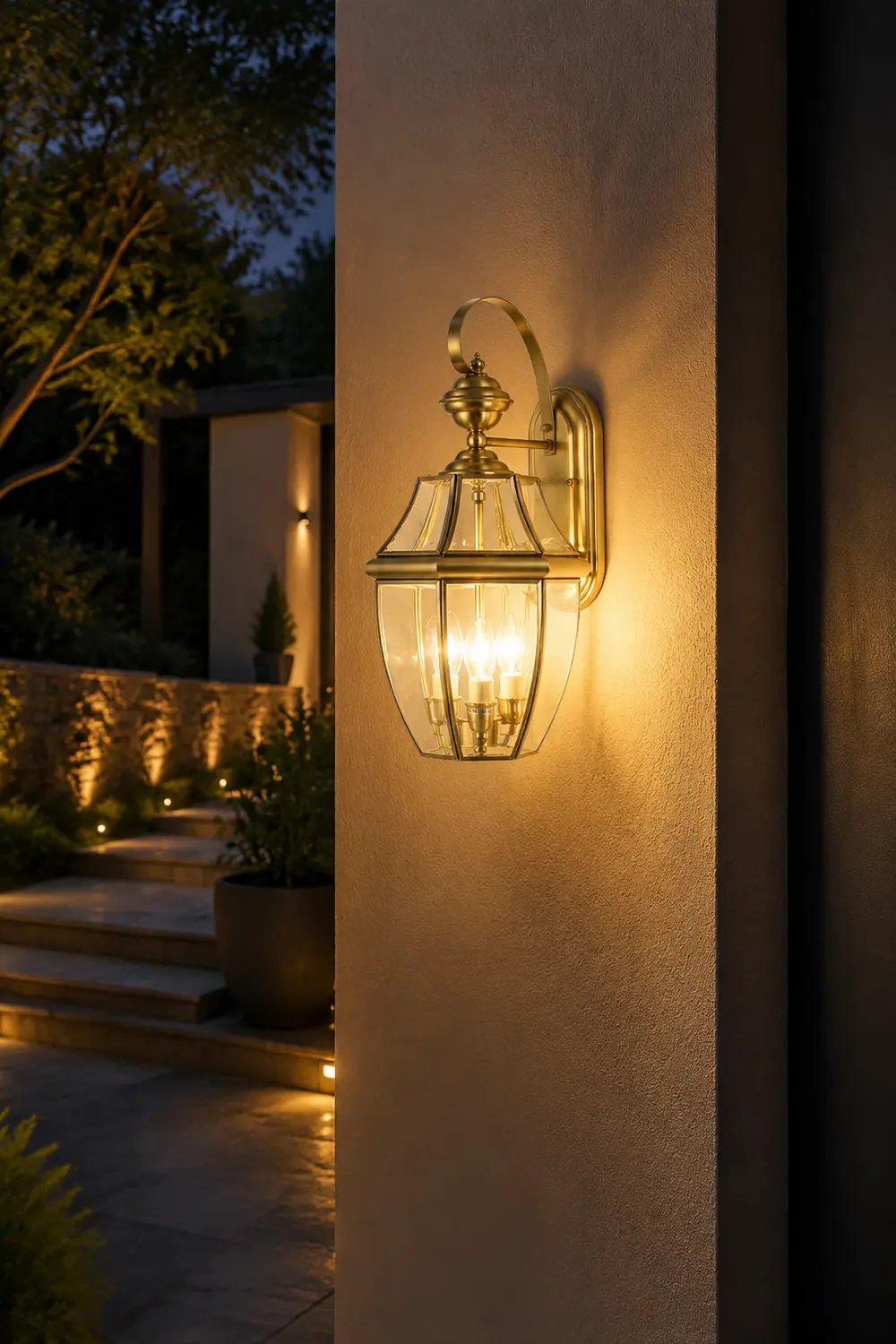 Alessio Vintage Lantern Metal Outdoor Wall Lamp, Gold - Lumpaz