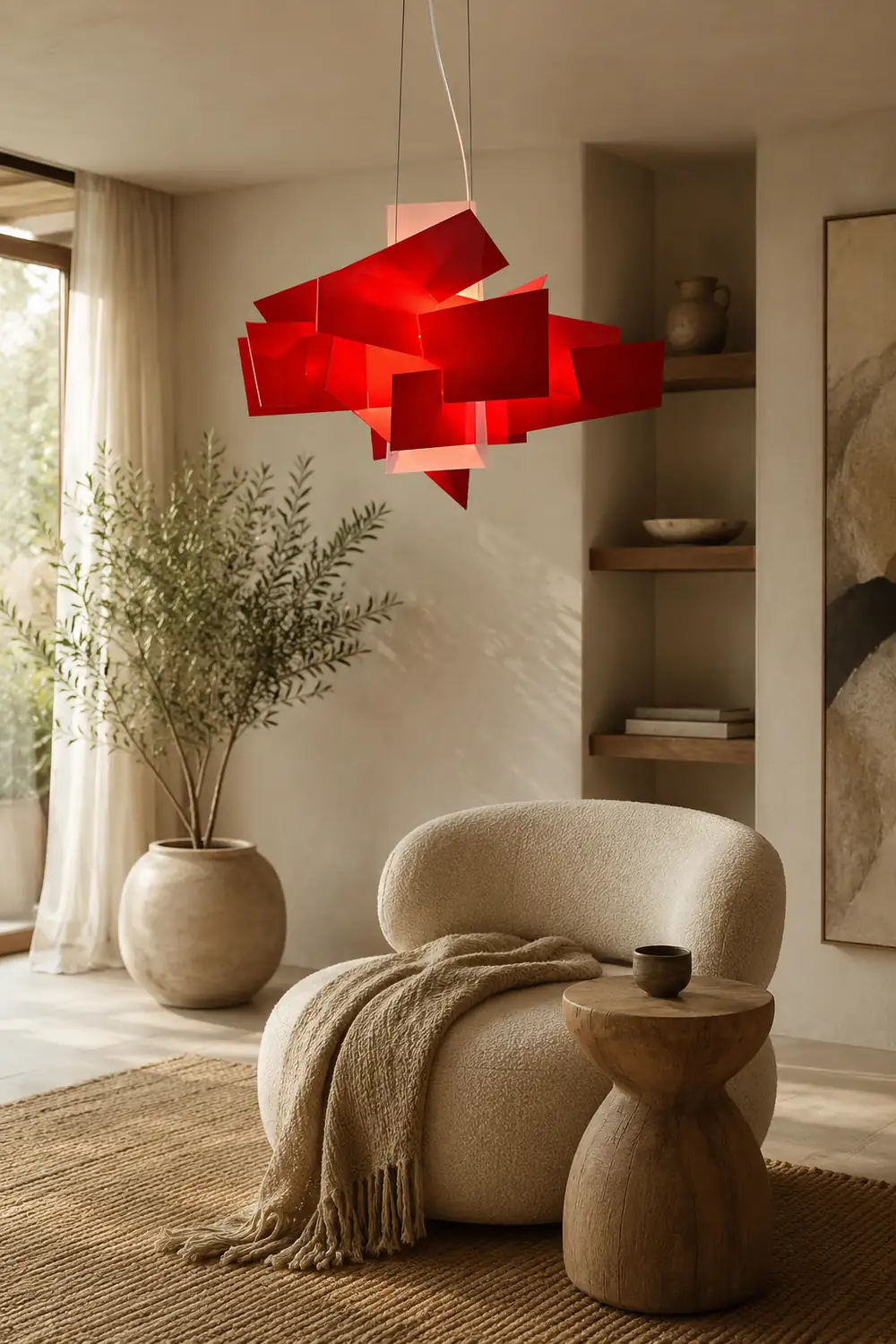Renée Artistry Spliced Simole Pendant Light, White/Red - Lumpaz