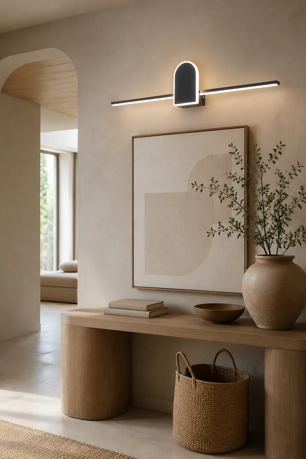Edge Modern Linear Geometric Vanity Wall Light, Black/White - Lumpaz