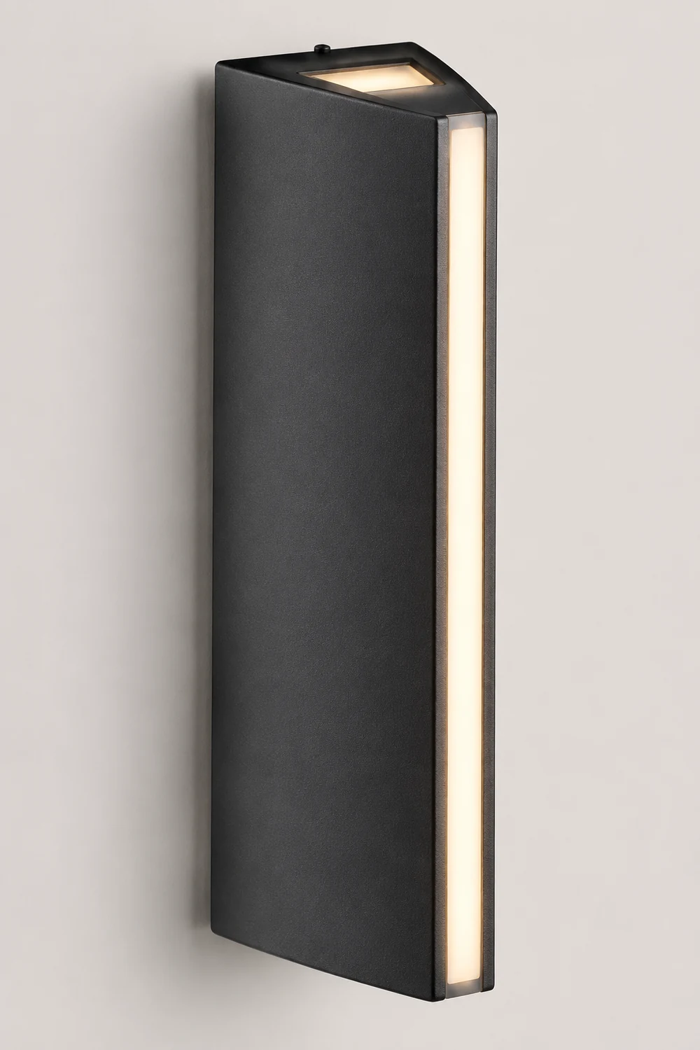 Orr Modern Triangular Prism Metal Outdoor Wall Lamp, Black/Silver - Lumpaz