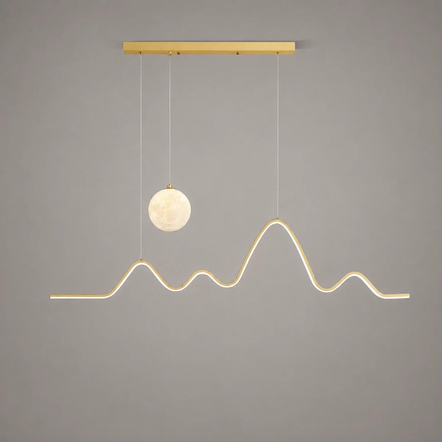 Minimalist Wavy Metal Pendant Light, Black/White/Gold - Lumpaz