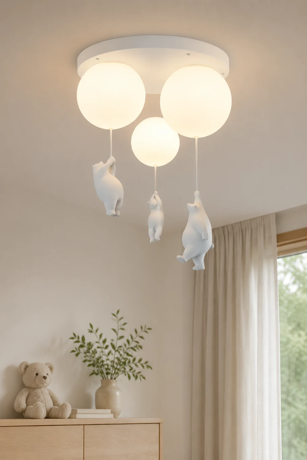 Fateh Bear Balloon LED Flush Mount Ceiling Light 3 Style White - Lumpaz