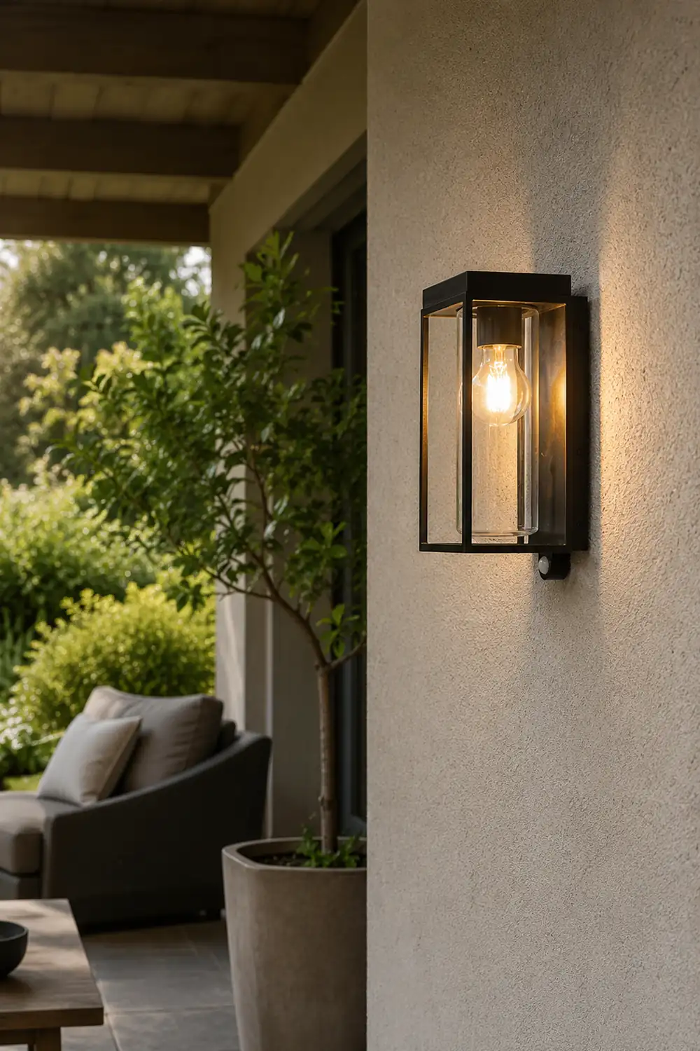 Orr Modern Rectangular Solar Waterproof Metal/Glass Outdoor Wall Lamp, Black - Lumpaz