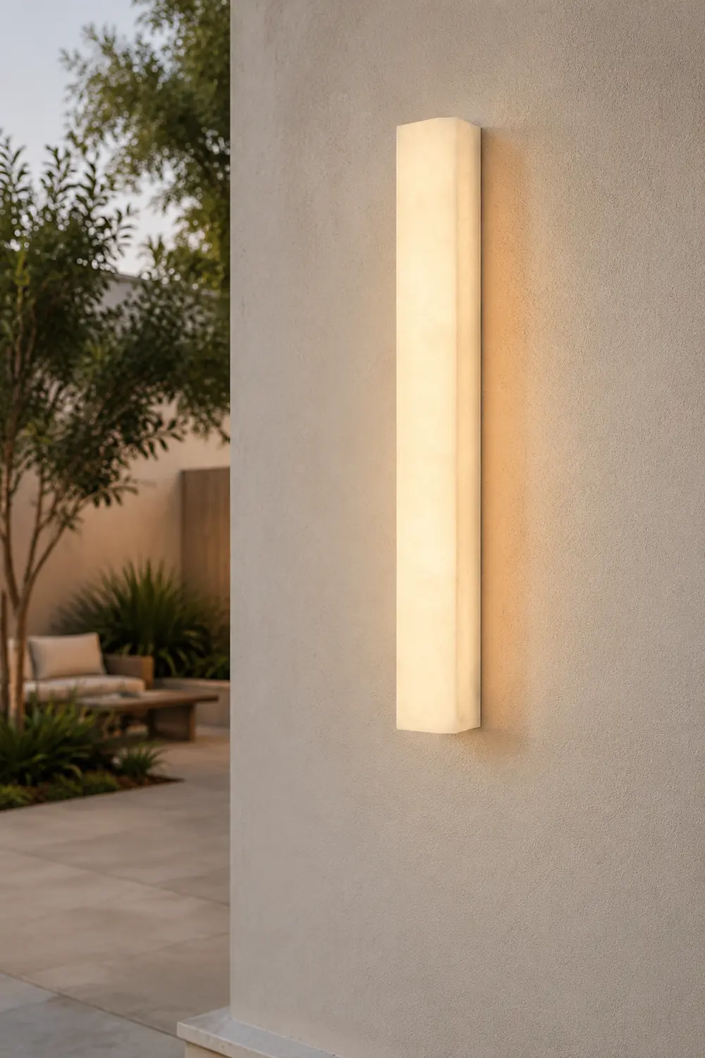 Edge Modern Rectangular Resin Outdoor Wall Lamp, White - Lumpaz