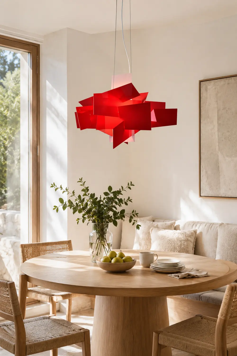 Renée Artistry Spliced Simole Pendant Light, White/Red - Lumpaz