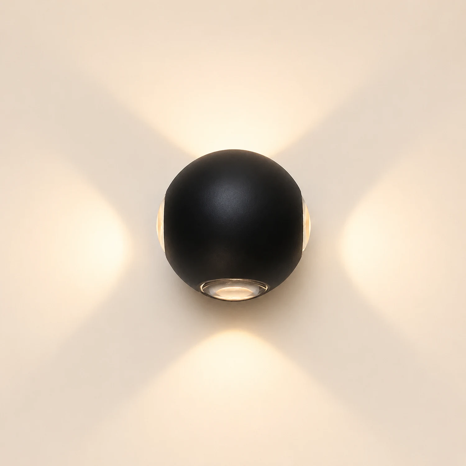 Orr Outdoor Wall Lamp Globe/Cruciform Ray Modern,Aluminum, Black, Garden - Lumpaz