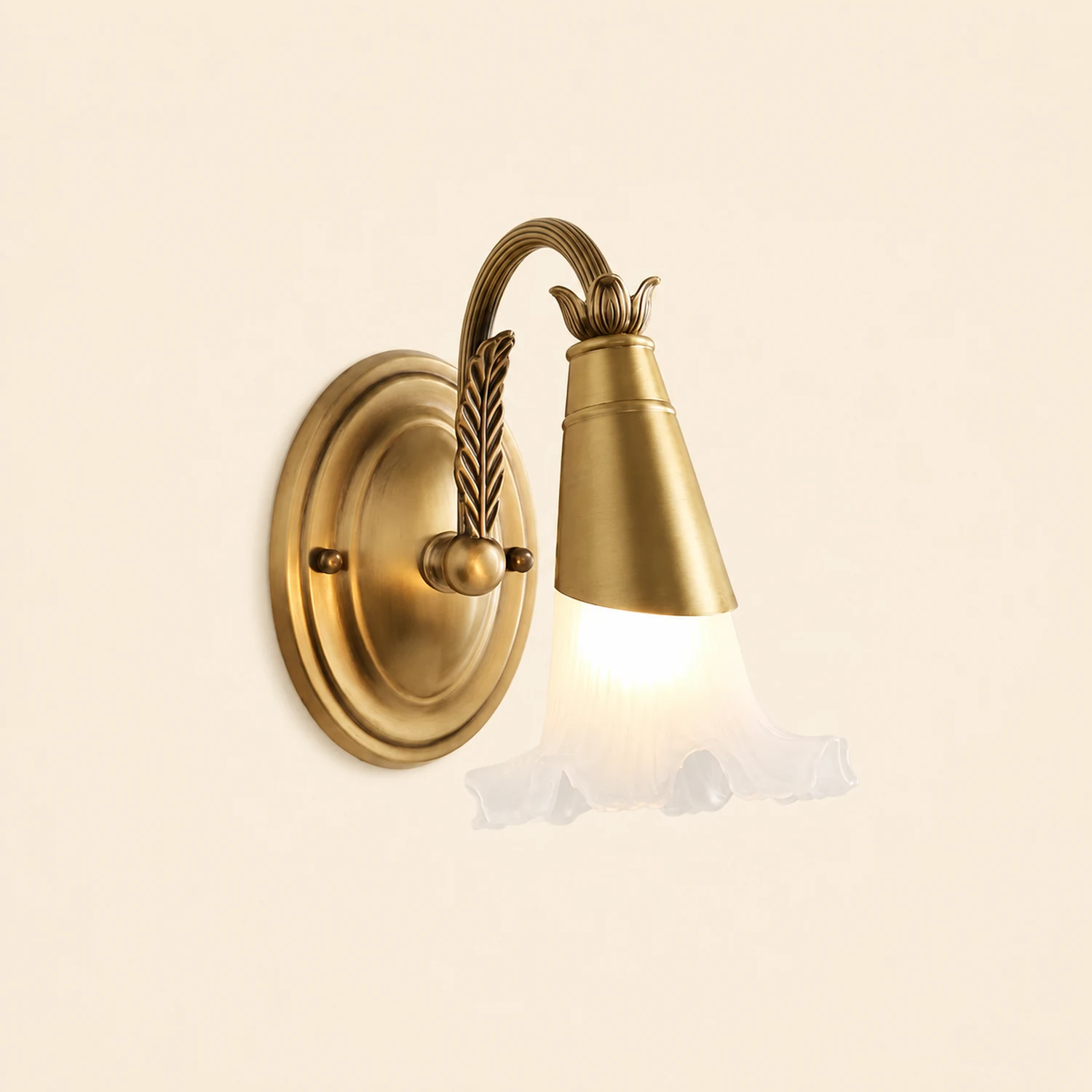 Félicie Nordique Retro Flower Metal/Glass Wall Lamp, Gold - Lumpaz