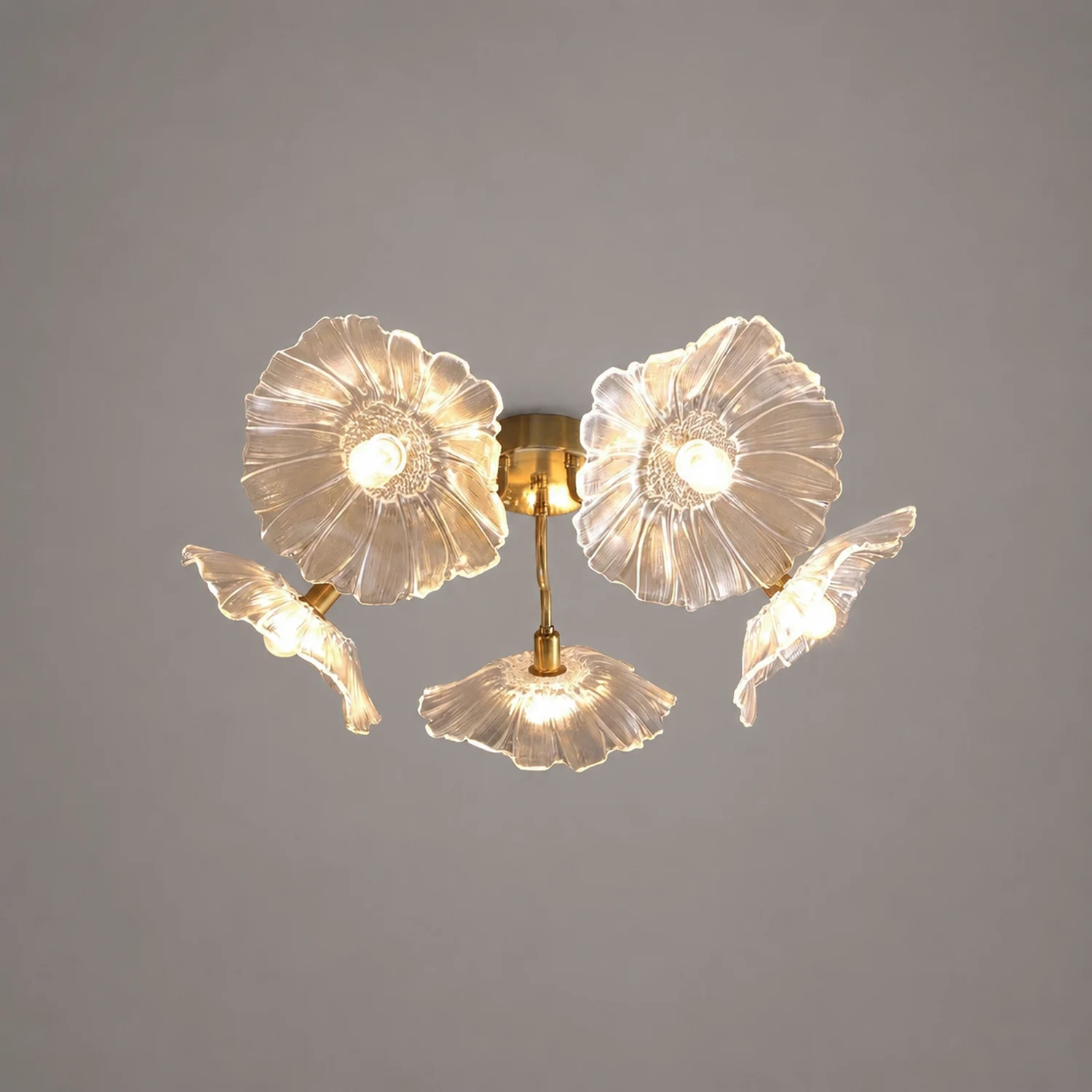 Hailie Modern Flower Ceiling Light  Metal/Glass Clear/Pink Bedroom - Lumpaz