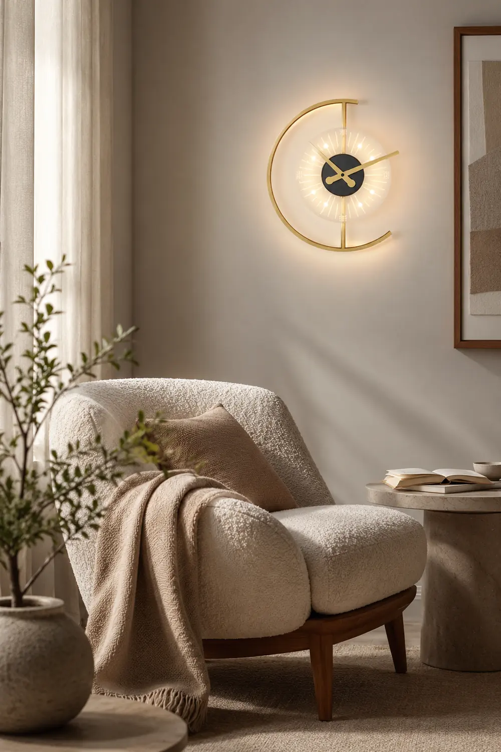 Nielsen Modern Clock Metal/Acrylic LED Wall Lamp, Black/Gold - Lumpaz