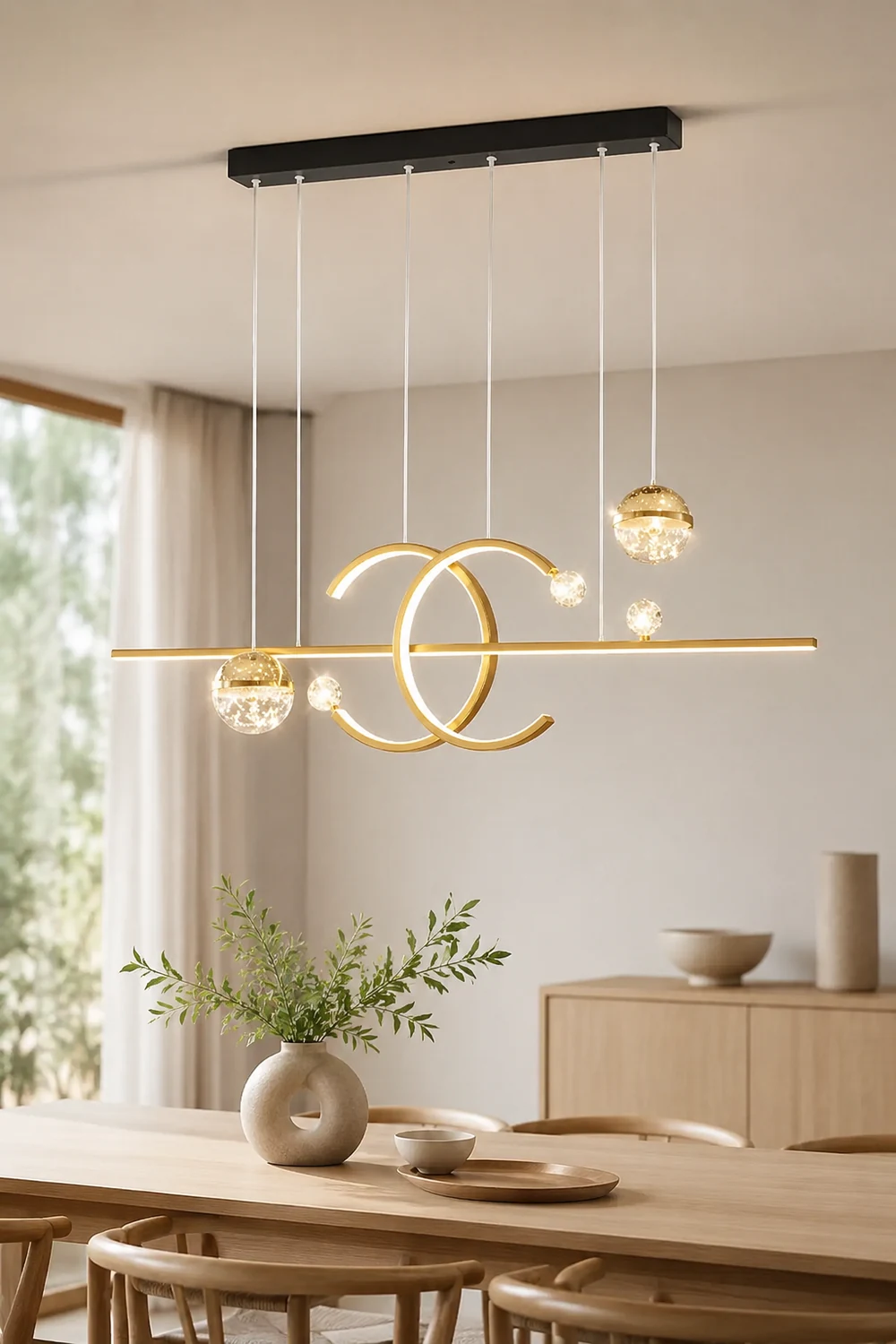 Madina Modern Pendant Light Double-C Gold/Black Dining Room - Lumpaz