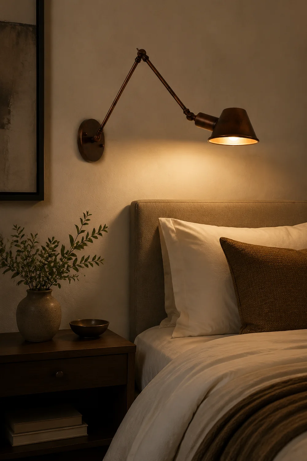 Brady Rotatable Wall Lamp with Swing Arm, Black/Rust - Lumpaz