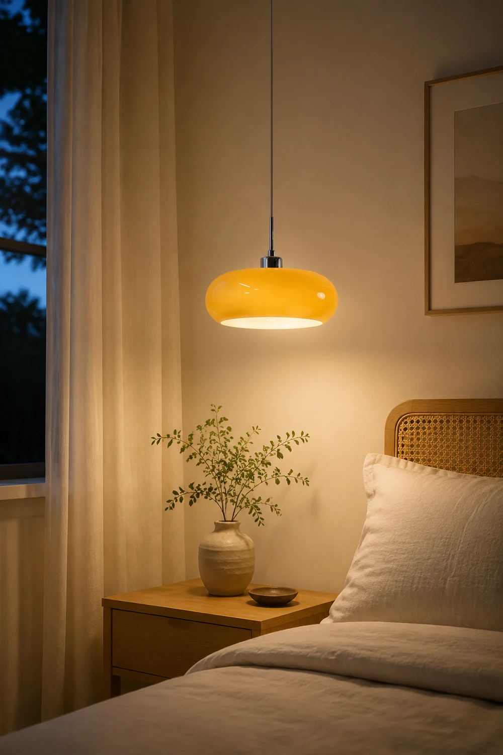 Hailie Bread Shape Glass Pendant Light Retro Orange/White - Lumpaz