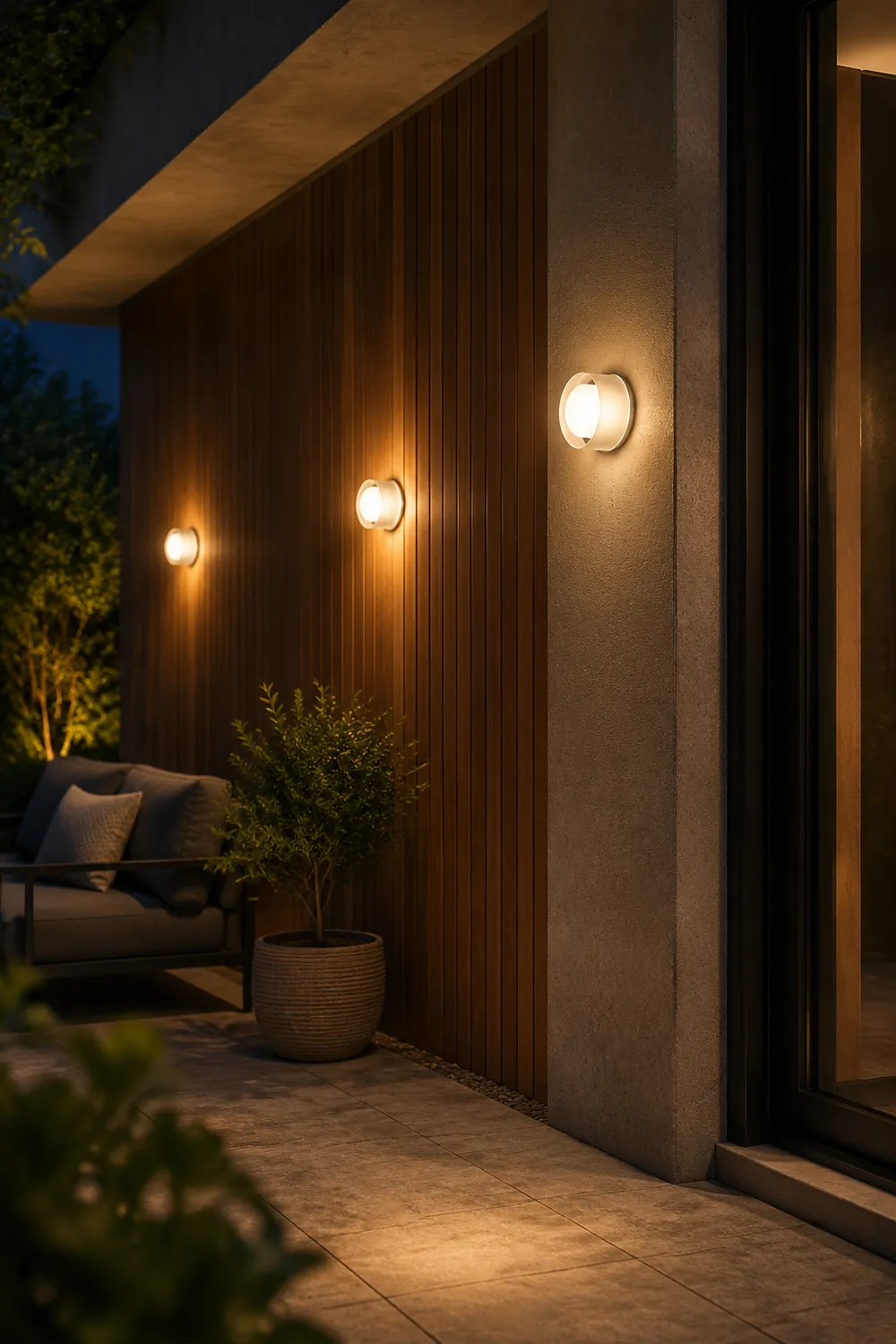Valentina Modern Mini Drum Metal/Acrylic Outdoor Wall Lamp, Transparent - Lumpaz