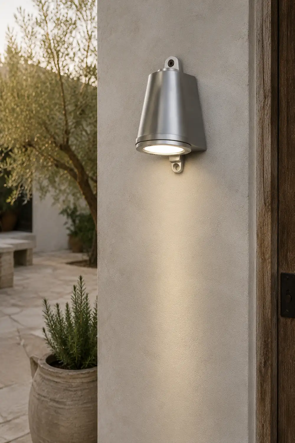 Orr Industrial Metal Bell Shaped Outdoor Wall Lamp, Black/Gray/Coppery/Aluminum - Lumpaz