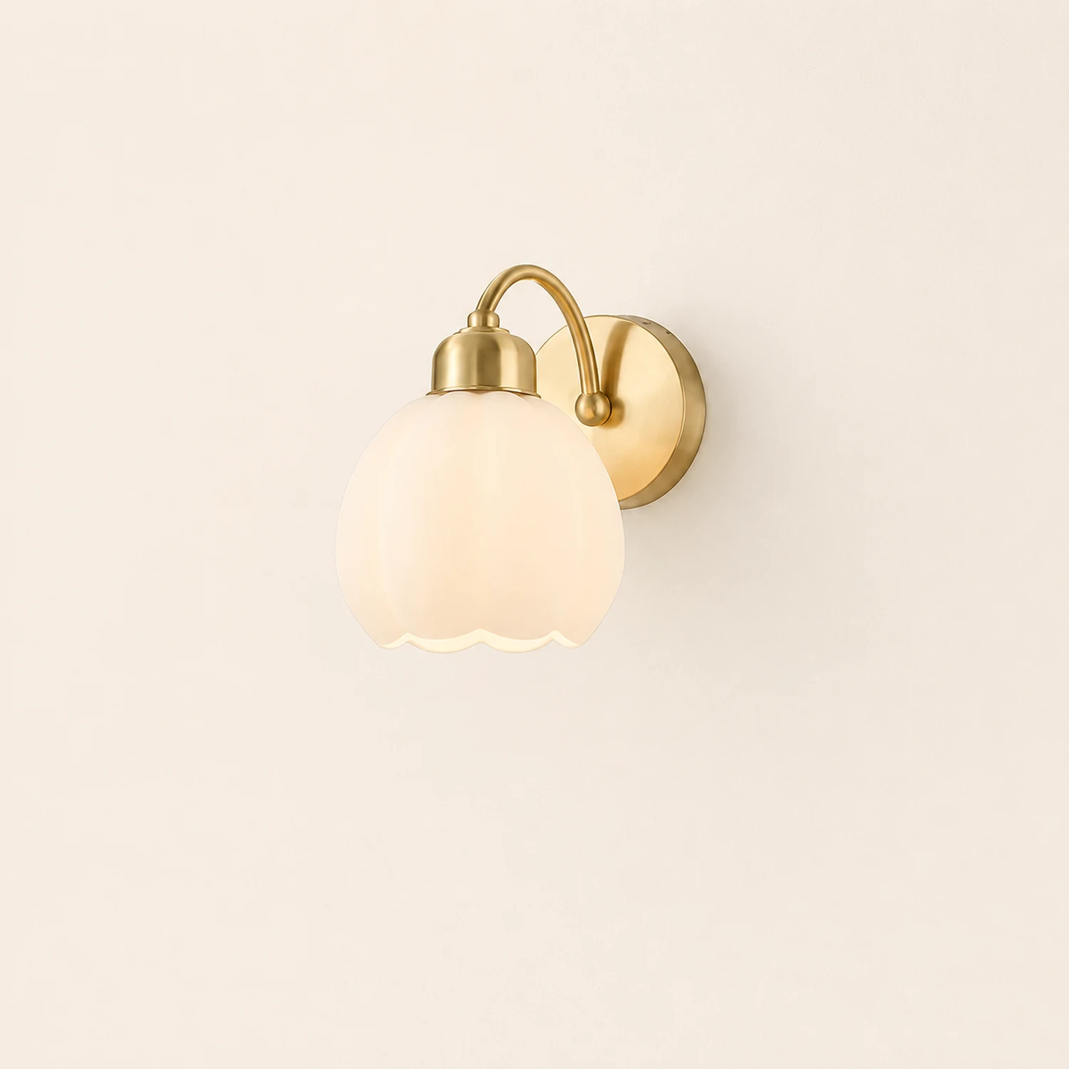 Lily Nordic Flower Glass Metal Wall Lamp Gold/Ivory Bedroom - Lumpaz