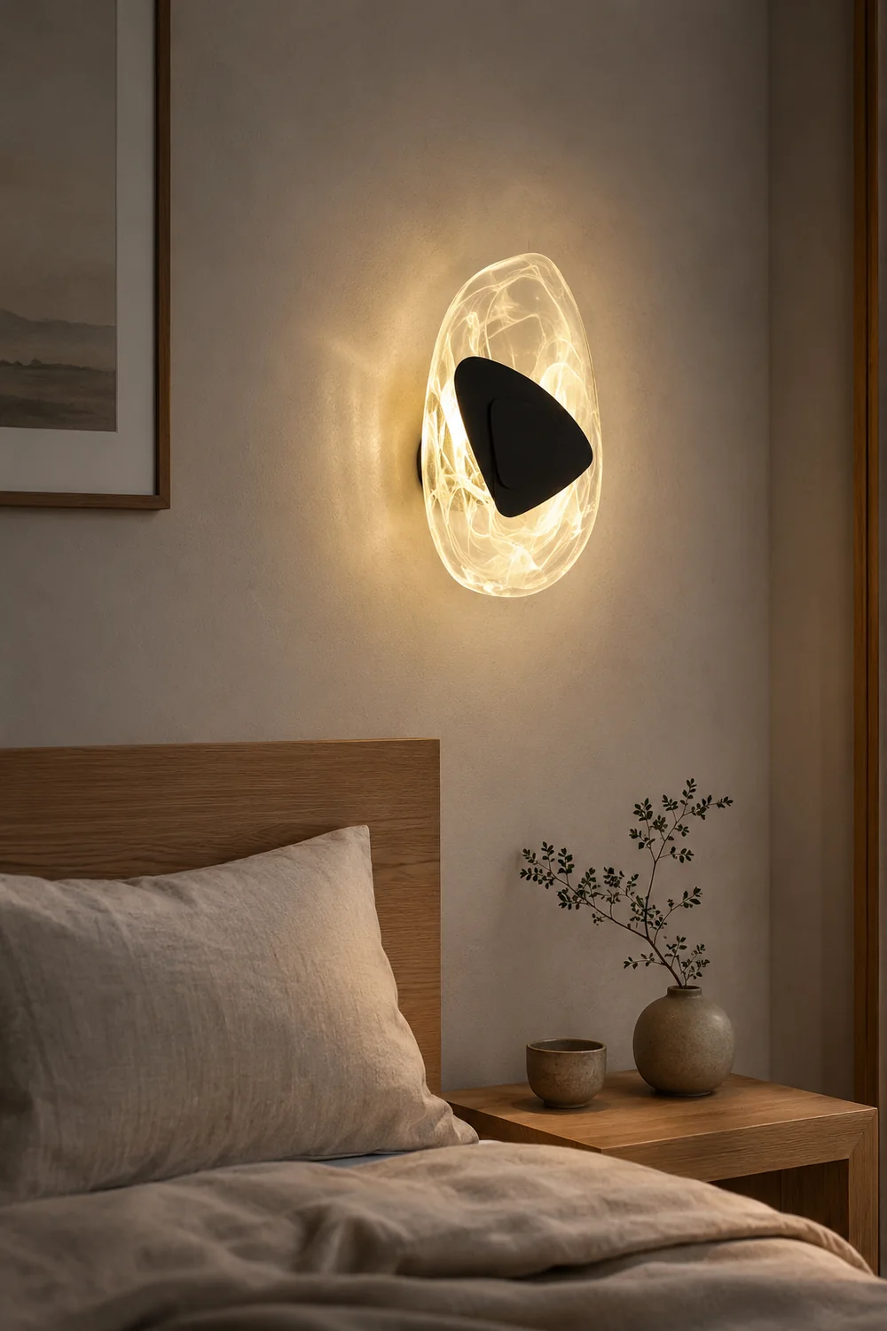 Chan Art Deco Irregular Metal/Acrylic Wall Lamp, Black/Gold - Lumpaz