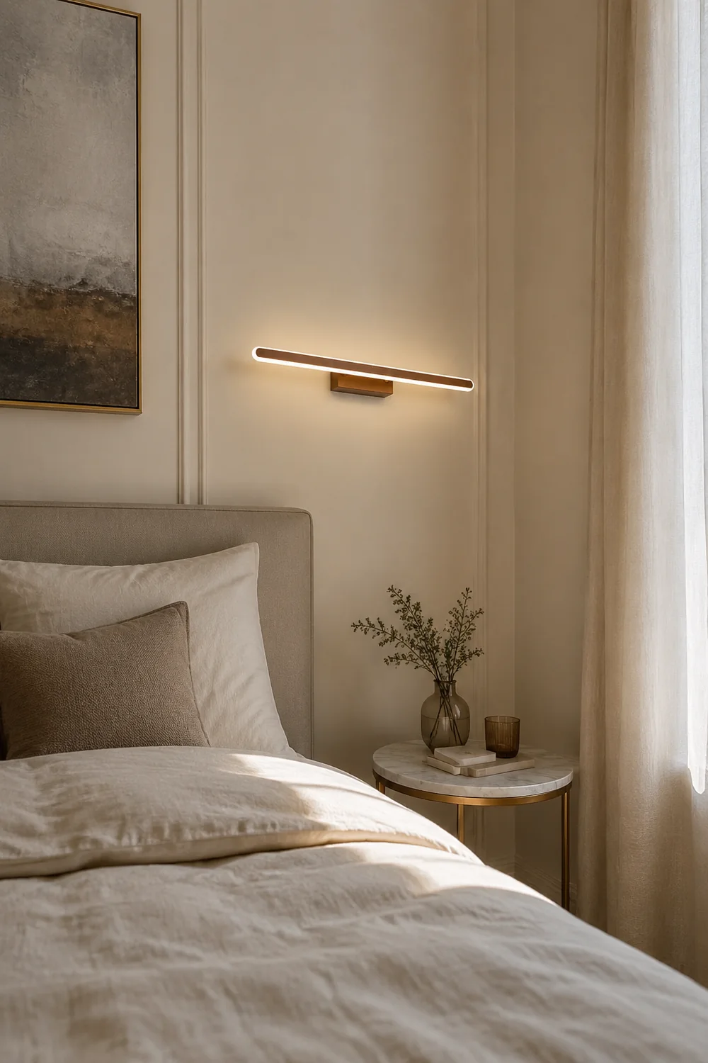 Leigh Modern Linear Minimalist Mirror Front Metal Wall Lamp, Gold - Lumpaz