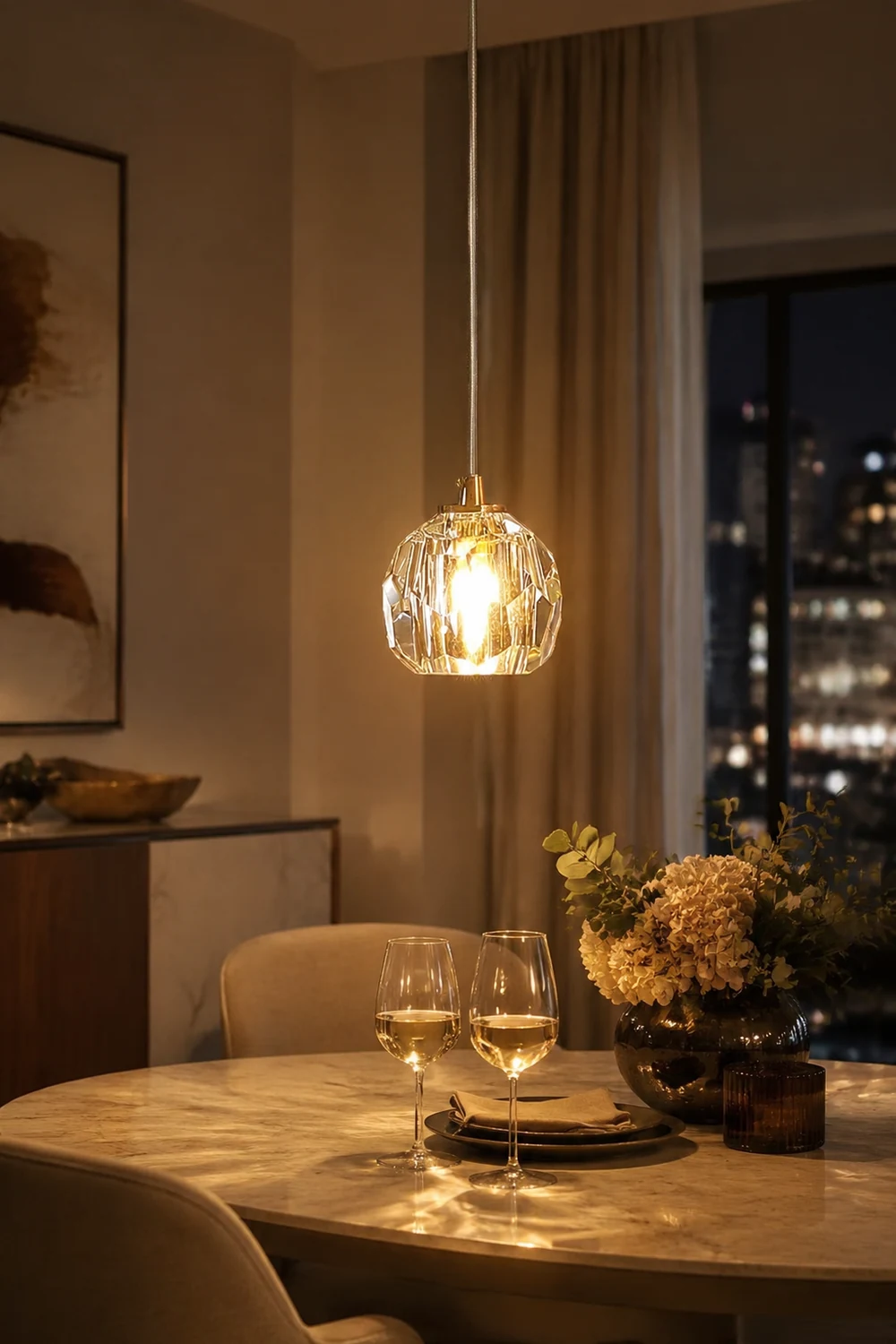 Luxury Globe Metal/Glass Pendant Light, Clear, Bedroom - Lumpaz
