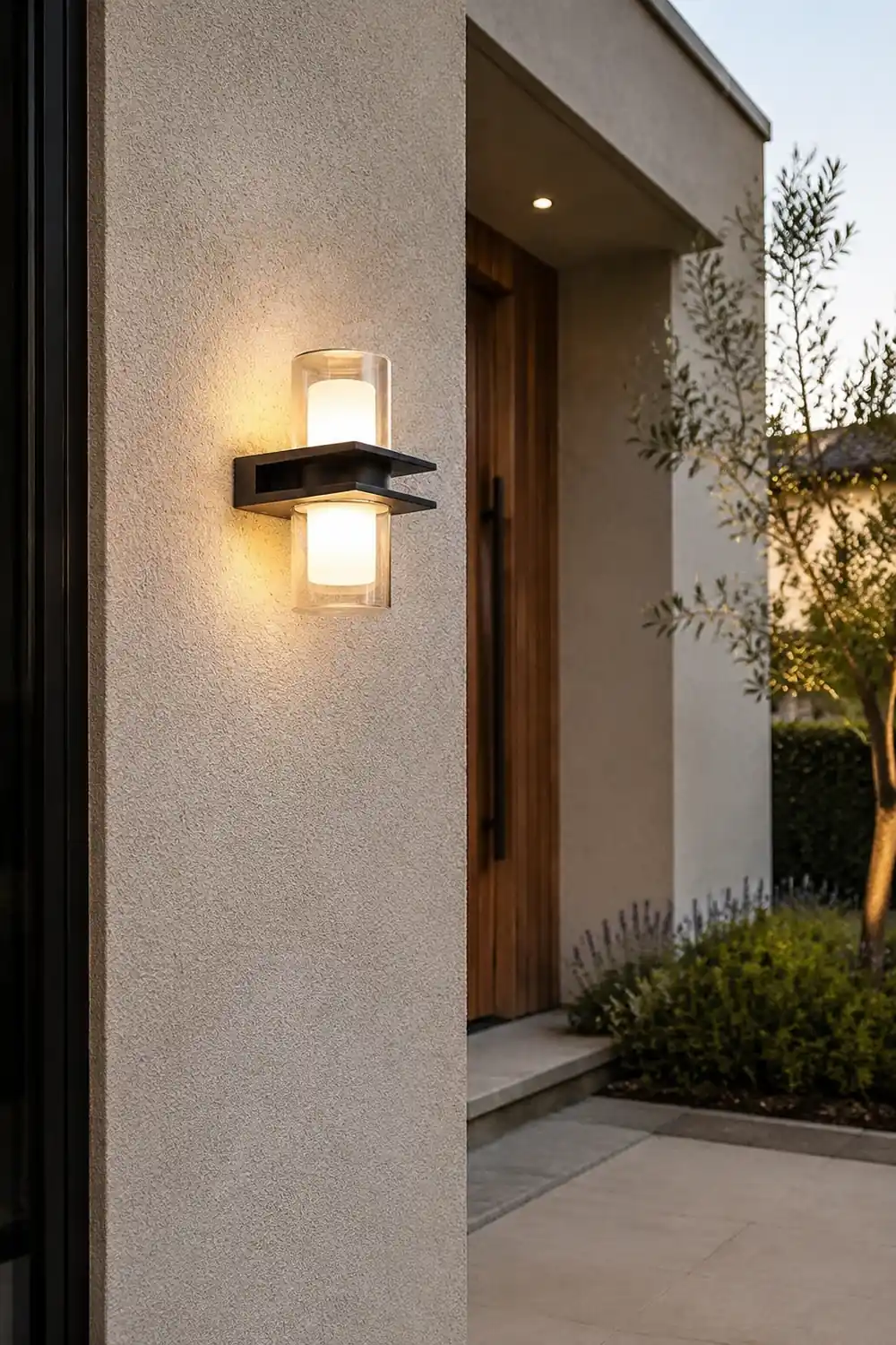 Orr Modern Cylindrical Metal Outdoor Wall Lamp With 2 Heads, Black - Lumpaz