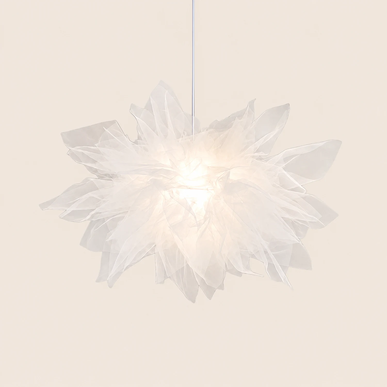 Bella Modern Flower Fabric Pendant Light, Bedroom, White - Lumpaz